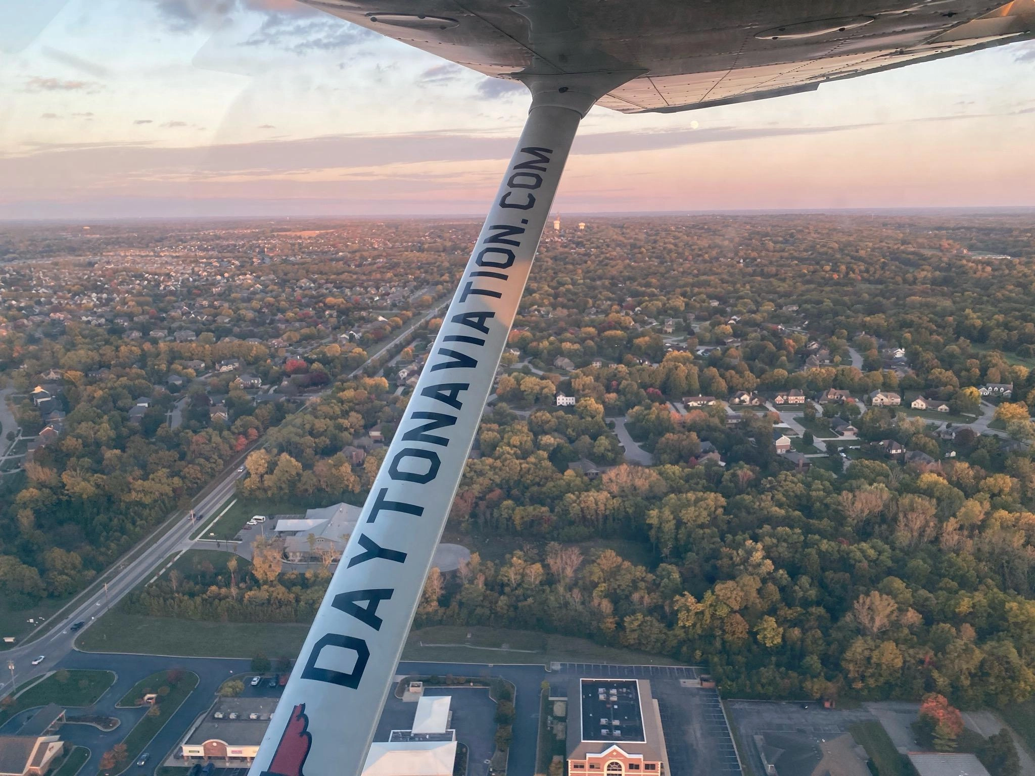 View over Dayton from a Dayton Aviation Services aircraft