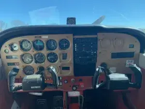 Training aircraft instrument panel prepared for IFR instruction